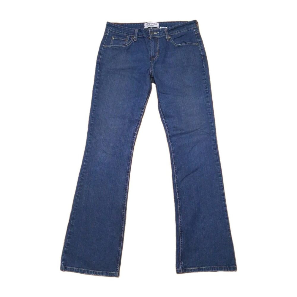 signature levi strauss womens 8 long low rise bootcut stretch denim jeans blue